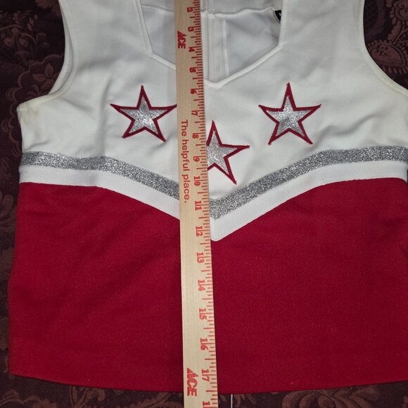 Red White School Pep Threads Cheerleading Cheer Uniform Size 10 Belt Not Include - Picture 6 of 10